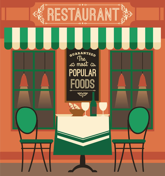 Vector modern flat design illustration of restaurant.