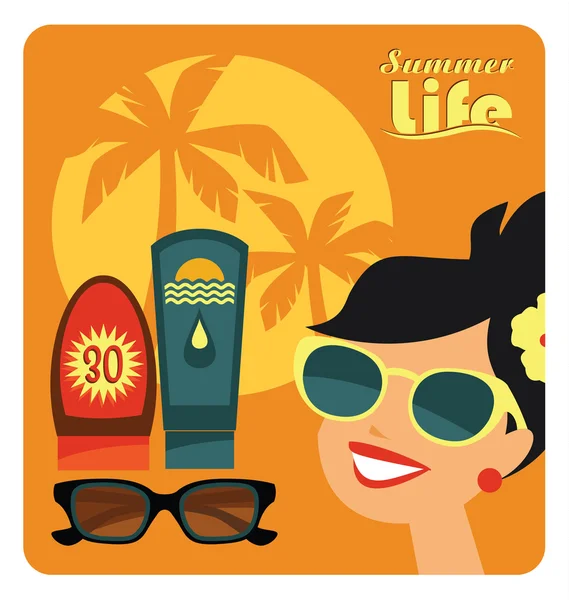 Vector flat  illustration of sunbathe. — Stock Vector