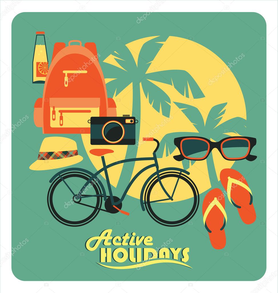 Vector illustration of active summer holidays.