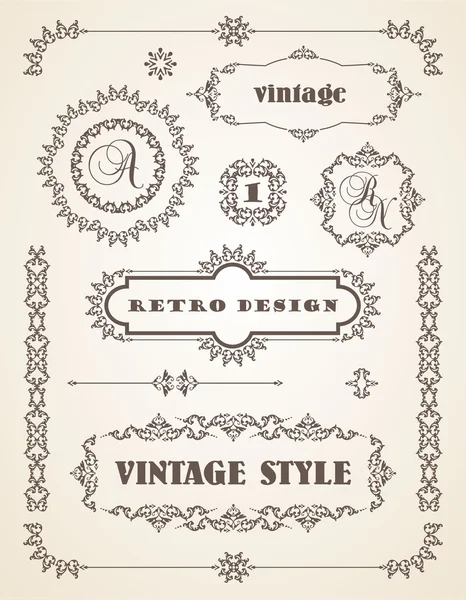 Vintage Badges, Frames, Labels and Borders. — ストックベクタ