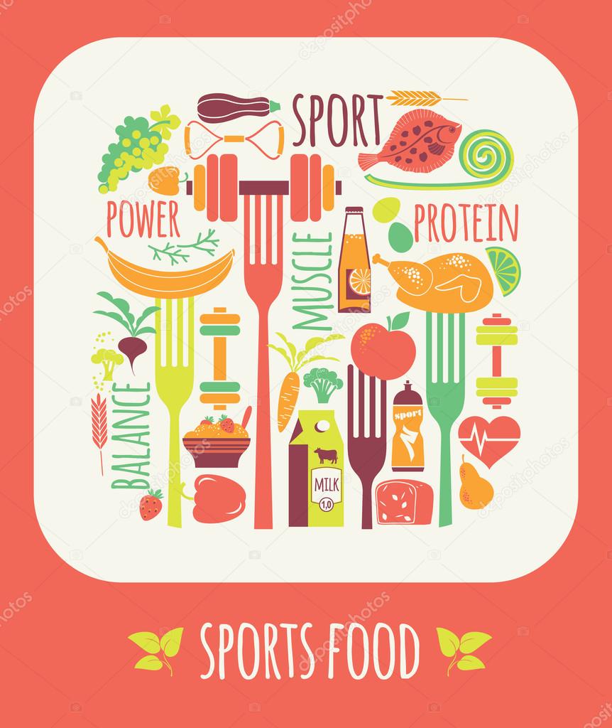 Vector illustration of Sports Food.