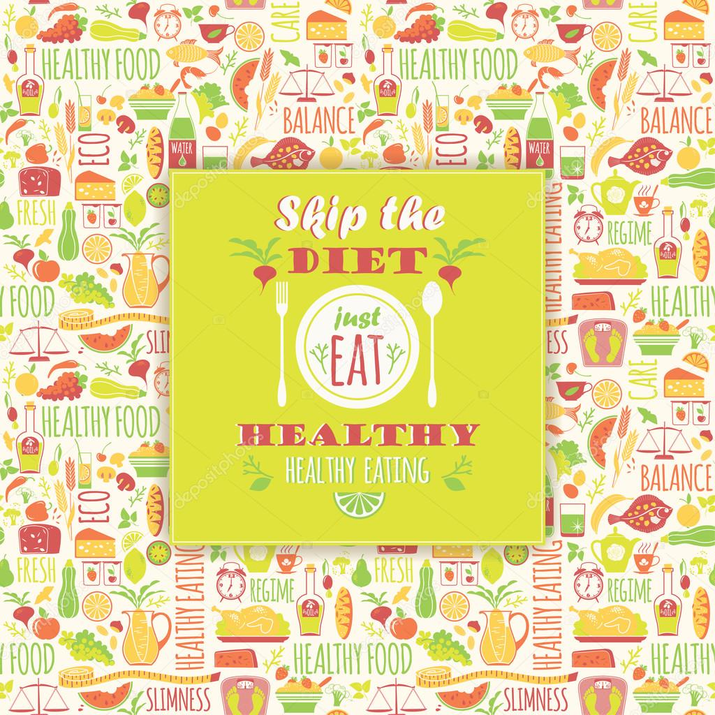 Healthy eating background with quote.