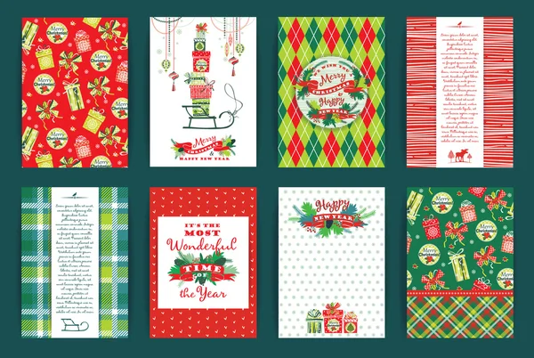 Christmas and New Year Set. Vector Design Templates. — Stock Vector