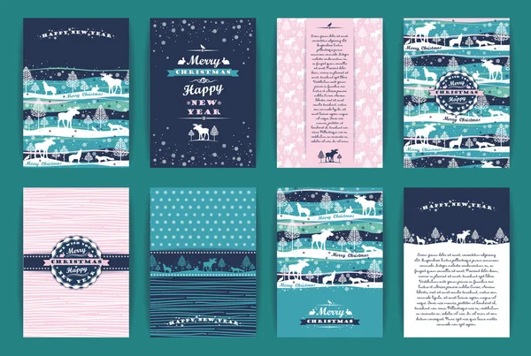 Kerstmis en Nieuwjaar Set. Vector Design Templates. — Stockvector