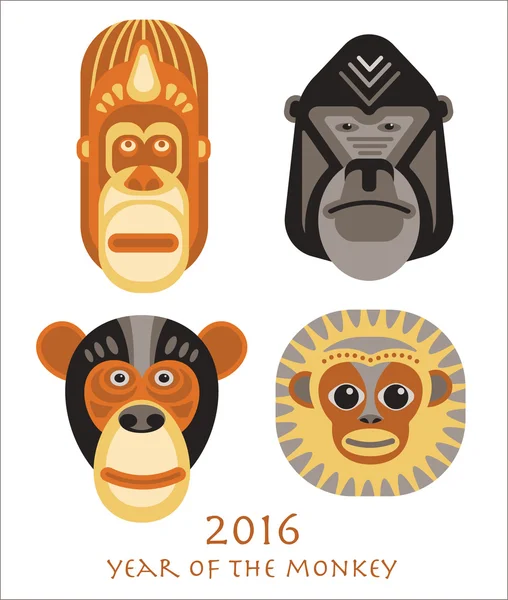 Vektör çizim maymunlar, 2016 sembolü — Stok Vektör