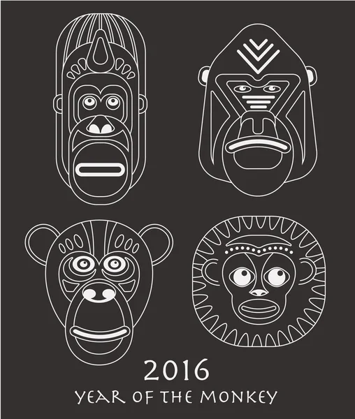 Illustrazione vettoriale delle scimmie, simbolo del 2016 — Vettoriale Stock