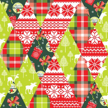 Christmas and New Year patchwork seamless background.