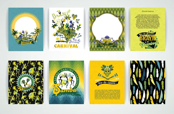 Big set of Brazil Carnival Backgrounds. — Stok Vektör