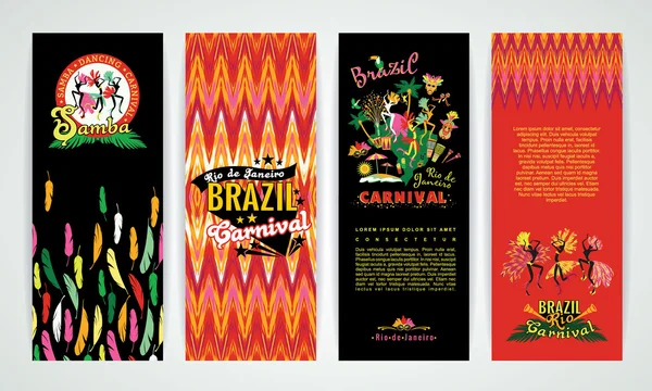 Bandeiras verticais com fundo de carnaval no Brasil . —  Vetores de Stock