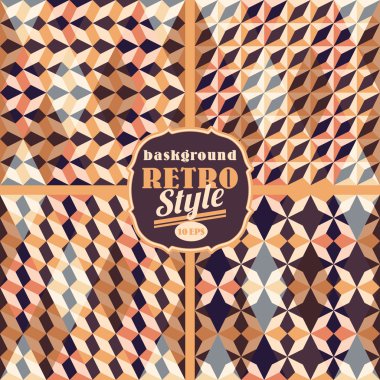 Set of vector seamless geometrical patterns. Vintage textures. D
