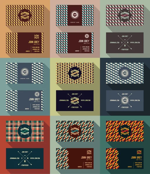 Big set of business card template, vintage retro background. — ストックベクタ