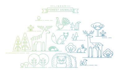 Vector illustrations of forest animals.