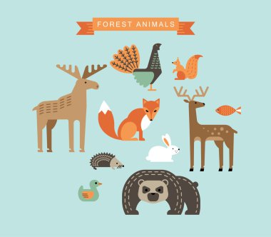 Vector illustrations of forest animals.