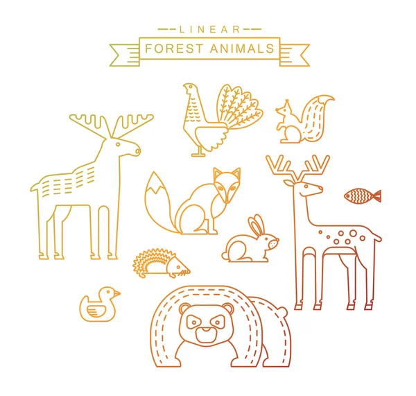 Vector illustrations of forest animals. — Stockový vektor