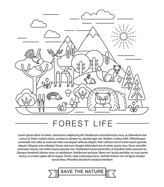 矢量图的森林生活. — 图库矢量图片