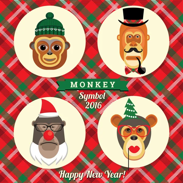 Vector illustration of monkeys, symbol of 2016. — Stock Vector