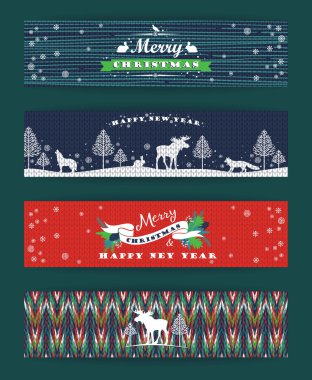 Noel ve yeni yıl küme. Örme arka planlar. 