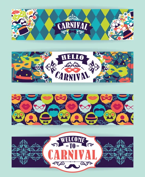 Celebration festive background with carnival icons and objects. — Stock Vector