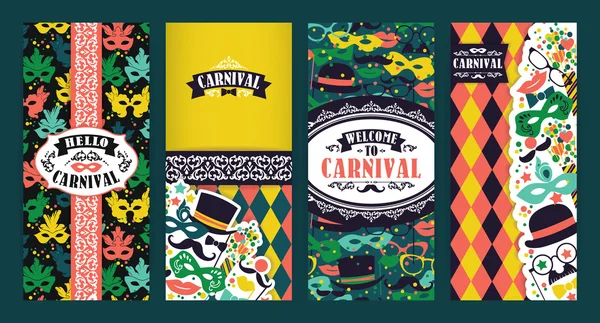 Fondo festivo de celebración con iconos y objetos de carnaval . — Vector de stock