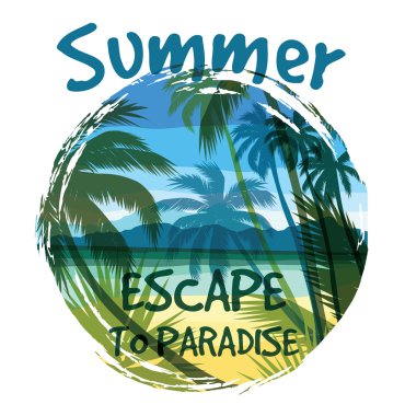 Tropikal plaj yaz yazdırma