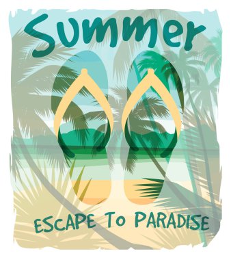 Tropikal plaj yaz yazdırma