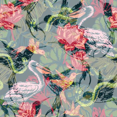 El çizmek tropikal fantezi arka plan.