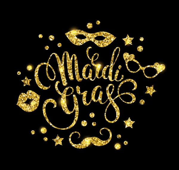 Mardi Gras.Diseño de letras relucientes. Ilustración vectorial — Vector de stock