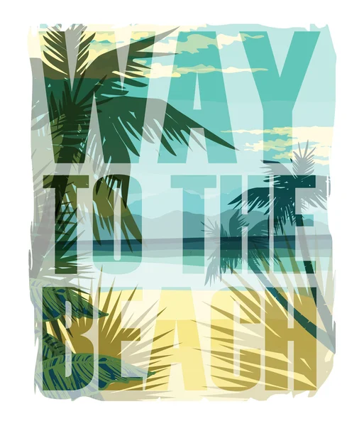 Tropisch strand zomer print — Stockvector