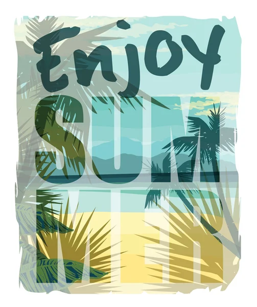 Tropisch strand zomer print — Stockvector