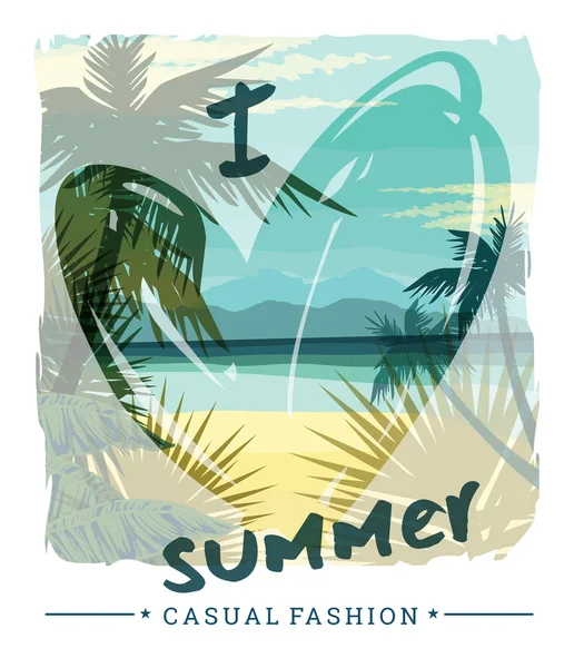 Tropical beach summer print — Stock Vector