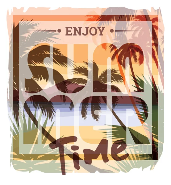 Tropical beach summer print — Stock Vector