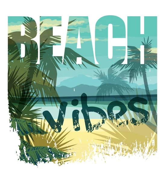 Playa tropical verano imprimir — Vector de stock