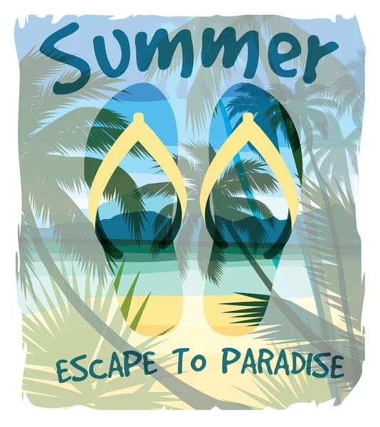 Playa tropical verano imprimir — Archivo Imágenes Vectoriales