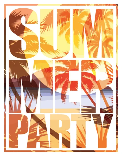 Tropical beach summer print — Stock Vector