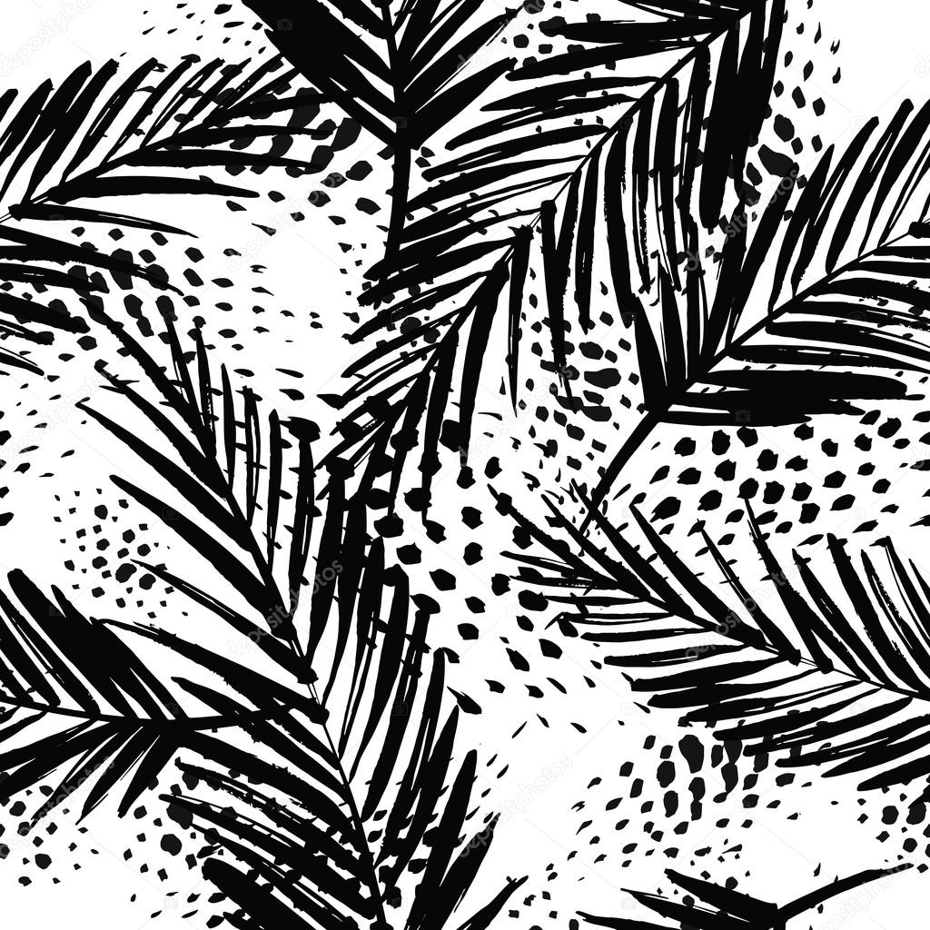 Seamless exotic pattern with palm leaves