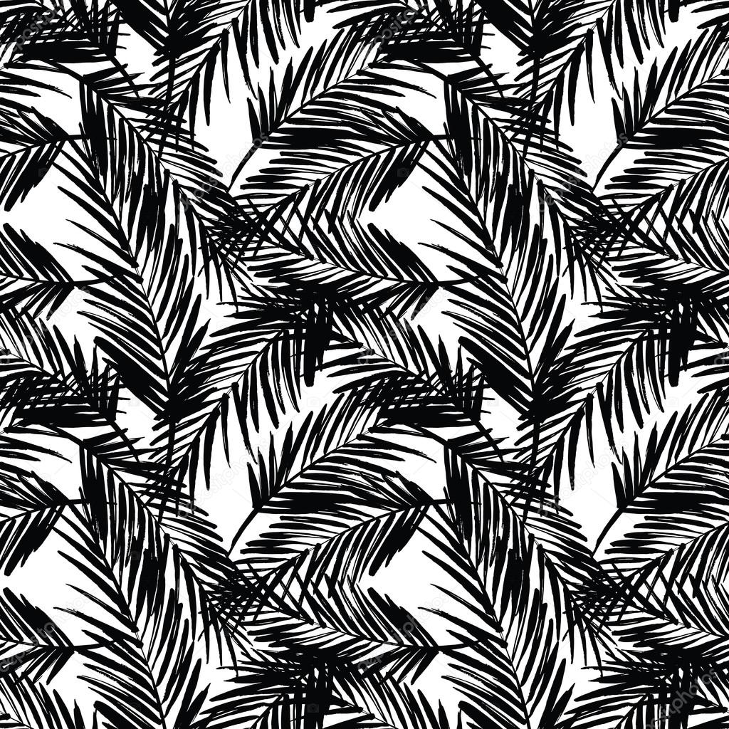 Seamless exotic pattern with palm leaves