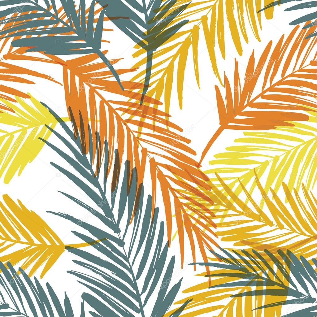 Seamless exotic pattern with palm leaves