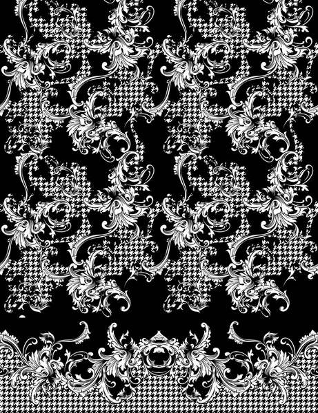 Modèle baroque. Dent de chien fond sans couture — Image vectorielle