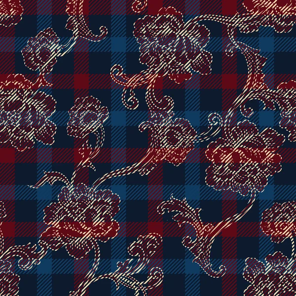 Tissu éclectique plaid motif sans couture — Image vectorielle