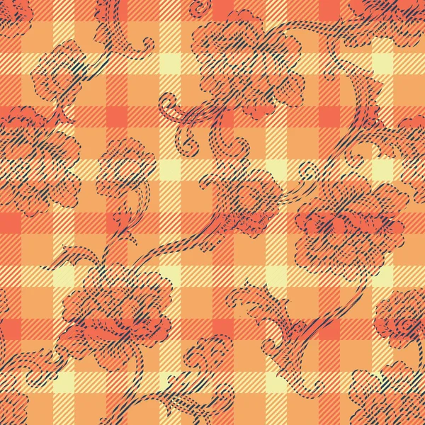 Eclectic fabric plaid seamless pattern — Stock Vector