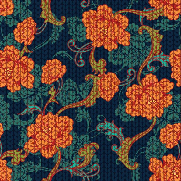 Fond sans couture avec motif baroque — Image vectorielle