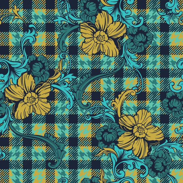 Tissu éclectique plaid motif sans couture — Image vectorielle