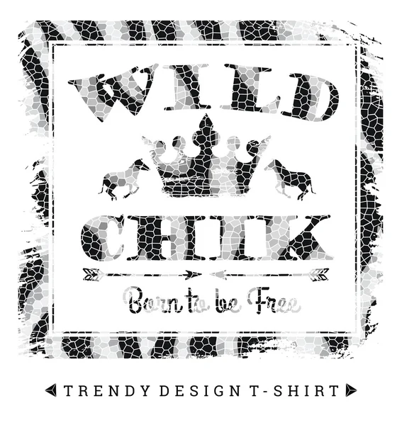 Impressão Chik selvagem para camisetas — Vetor de Stock
