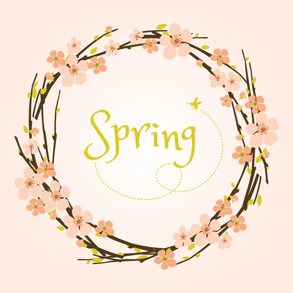 Fondo primavera con rami fioriti — Vettoriale Stock