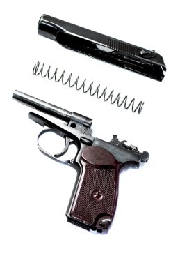 izole üzerinde beyaz arka plan Makarov sistem tabanca demonte