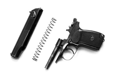 izole üzerinde beyaz arka plan Makarov sistem tabanca demonte