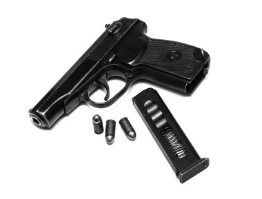 izole üzerinde beyaz arka plan Makarov sistem tabanca demonte