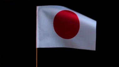 Japonya 'nın ulusal bayrağı siyah bir zeminde rüzgarda dalgalanıyor.