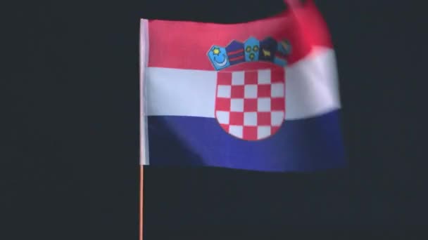 Die kroatische Nationalflagge weht im Wind auf schwarzem Hintergrund — Stockvideo