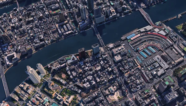 Япония Побережье Столицы Токио Инфраструктура Жилые Здания Мосты Аттракционы Бухты — стоковое фото